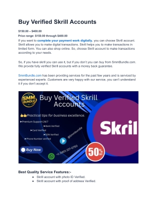 10 Things to Check Before Buying a Verified Skrill Accounts (@Smmbundle) pdf
