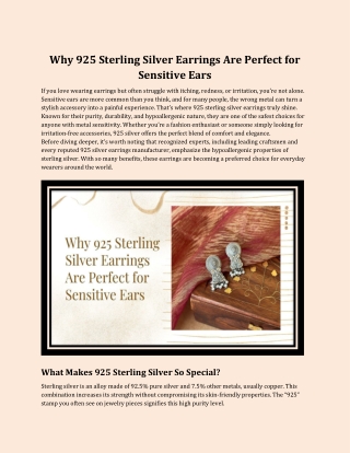 Why 925 Sterling Silver Earrings Are Perfect for Sensitive Ears