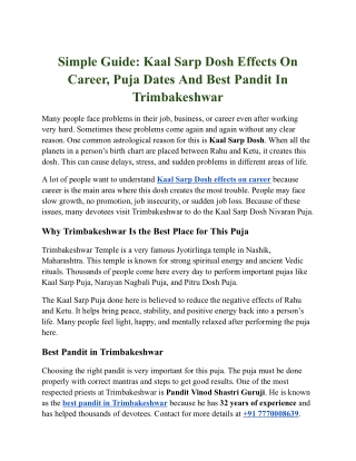 Simple Guide_ Kaal Sarp Dosh Effects On Career, Puja Dates And Best Pandit In Trimbakeshwar