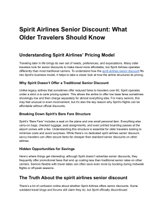 Spirit Airlines Senior Discount