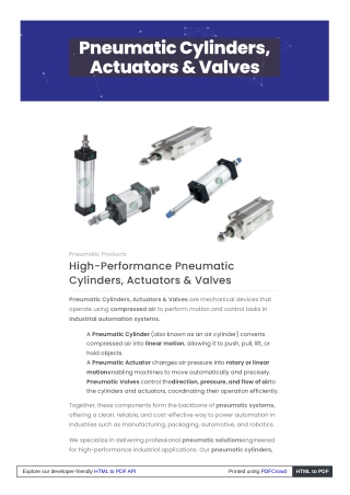 Pneumatic Cylinders, Actuators and Valves - Avid Exims