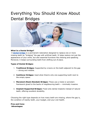 Everything You Should Know About Dental Bridges
