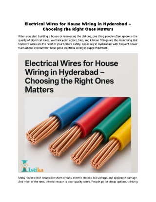 Electrical Wires for House Wiring in Hyderabad – Choosing the Right Ones Matters