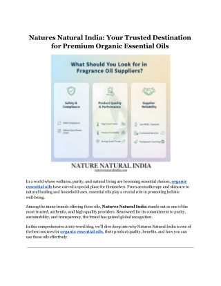 Natures Natural India_ Your Trusted Destination for Premium Organic Essential Oils