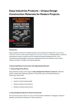 Daya Industries Products Unique Design Construction Materials for Modern Projects