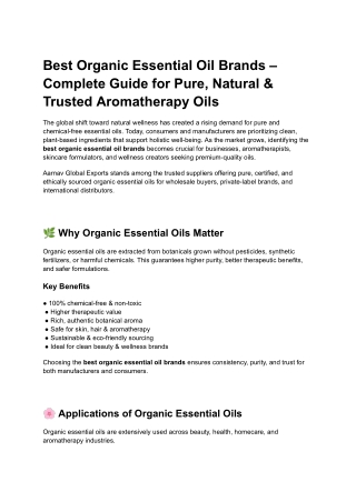 Best Organic Essential Oil Brands – Pure, Certified & Trusted Aromatherapy Oils