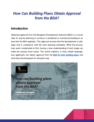 How Can Building Plans Obtain Approval from the BDA_GR Group