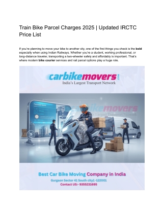 Train Bike Parcel Charges 2025 _ Updated IRCTC Price List