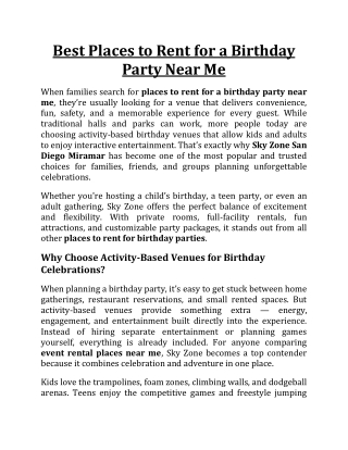 Best Places to Rent for a Birthday Party Near Me