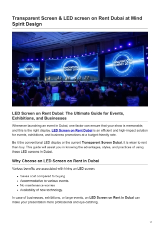 Transparent Screen  LED screen on Rent Dubai at Mind Spirit Design