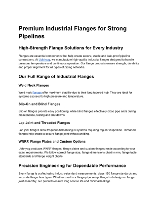 Premium Industrial Flanges for Strong Pipelines