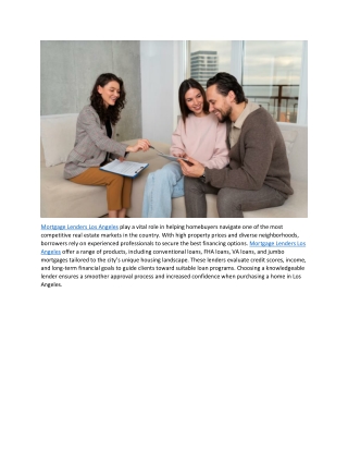 Mortgage Lenders Los Angeles