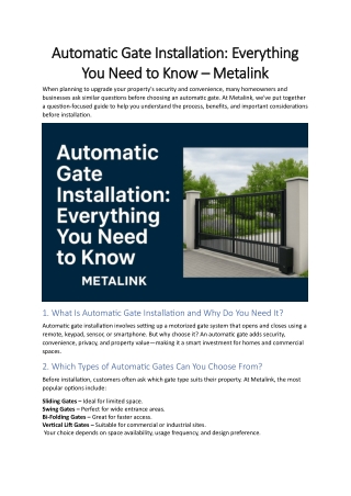 Automatic Gate Installation Everything You Need to Know – Metalink