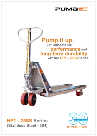 Pallet Truck Stainless Steel version HPT-25SS | Pumalift Trucks Pvt. Ltd