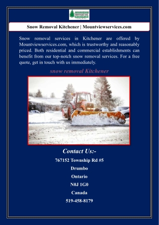 Snow Removal Kitchener | Mountviewservices.com