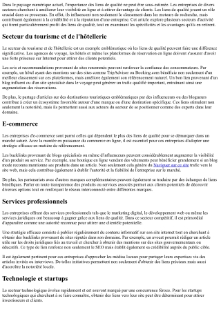 Les secteurs d'activité qui bénéficient le plus des liens de qualité