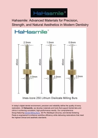 Hahasmile Dental Milling Burs, 3D Pro Multilayer Zirconia & Sintering Paste