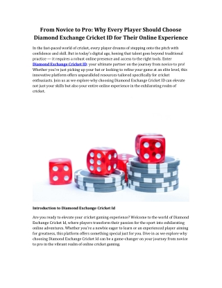 Play Online Games With Diamond Exchange Cricket ID