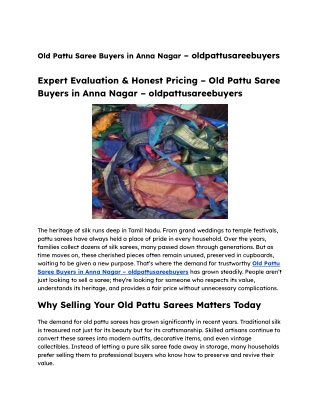 Old Pattu Saree Buyers in Anna Nagar