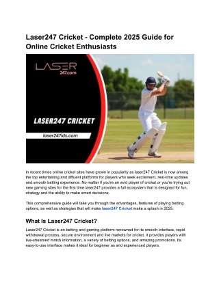 Laser247 Cricket - Complete 2025 Guide for Online Cricket Enthusiasts