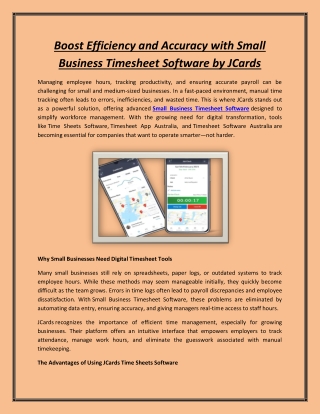 Boost Efficiency and Accuracy with Small Business Timesheet Software by JCards