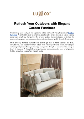 Refresh Your Outdoors with Elegant Garden Furniture