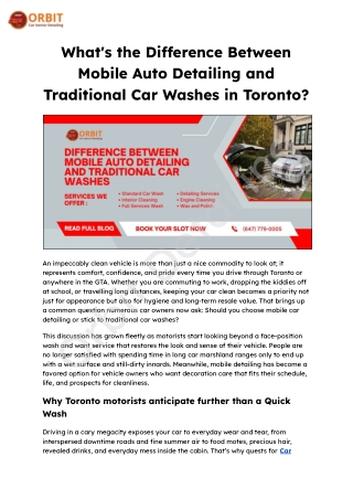 What's the Difference Between Mobile Auto Detailing and Traditional Car Washes in Toronto