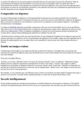 Gérer ses dépenses tout en maximisant ses résultats.