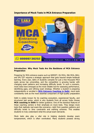 Importance of Mock Tests in MCA Entrance Preparation