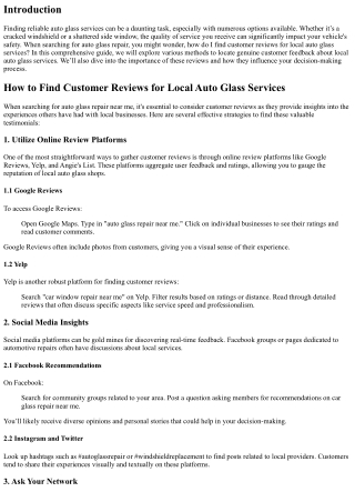 How to Find Customer Reviews for Local Auto Glass Services