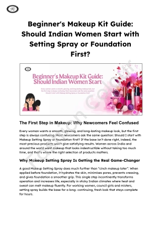 Beginner's Makeup Kit Guide_ Should Indian Women Start with Setting Spray or Foundation First_