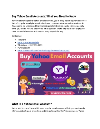 Buy Yahoo Email Accounts – Secure & Verified _ Reviewsells