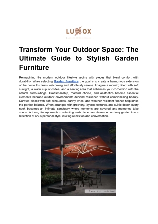 Transform Your Outdoor Space_ The Ultimate Guide to Stylish Garden Furniture