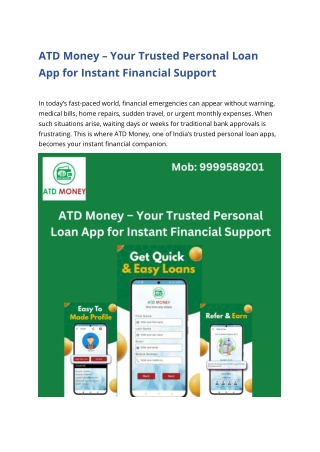 Download ATD Money: Your Instant Personal Loan App