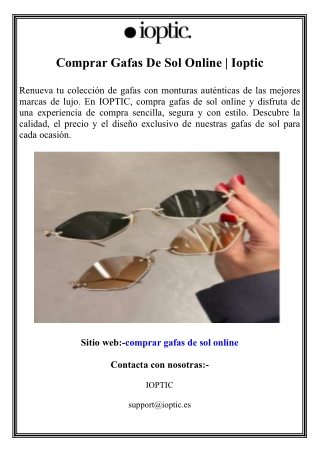 Comprar Gafas De Sol Online  Ioptic