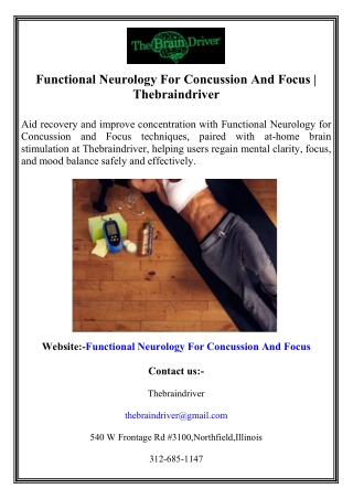 Functional Neurology For Concussion And Focus  Thebraindriver