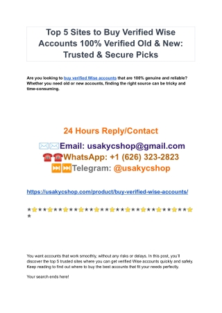The Ultimate Guide to Buying Verified Wise Accounts in 2026