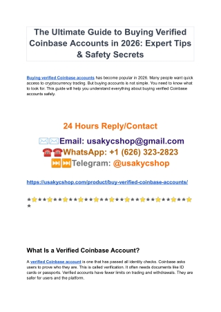 2026's Easy Way To Buying Verified Coinbase Account