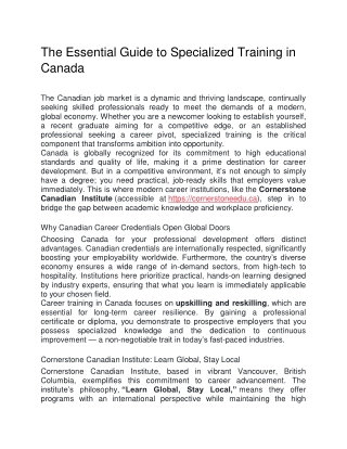 The Essential Guide to Specialized Training in Canada