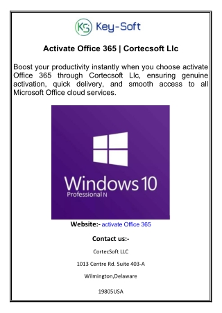 Activate Office 365  Cortecsoft Llc