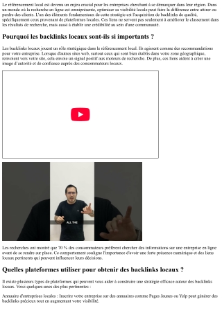 Référencement local : comment tirer parti des liens locaux via ces plateformes.