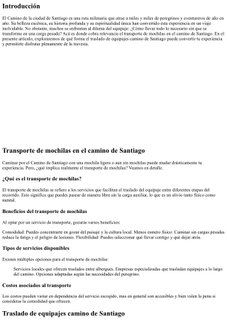 Explora el Camino de Santiago sin Cargas: El Secreto Está en el Transporte de Eq