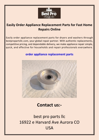 Easily Order Appliance Replacement Parts for Fast Home Repairs Online