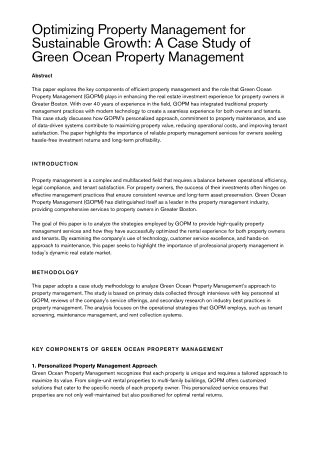 Optimizing Property Management for Sustainable Growth A Case Study of Green Ocean Property Management