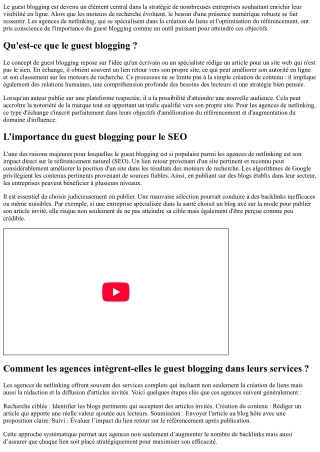 Quelle place occupe le guest blogging dans les services offerts par ces agences?