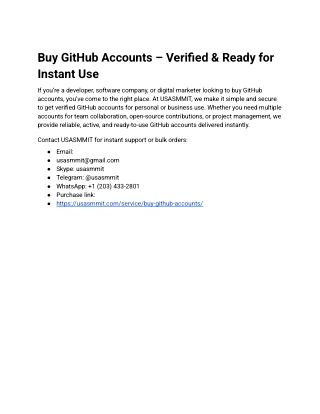 Buy GitHub Accounts – Verified & Ready for Instant Use