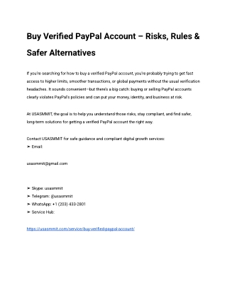 Buy Verified PayPal Account – Risks, Rules & Safer Alternatives