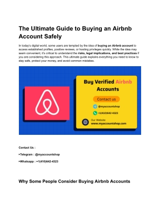 The Ultimate Guide to Buying an Airbnb Account Safely