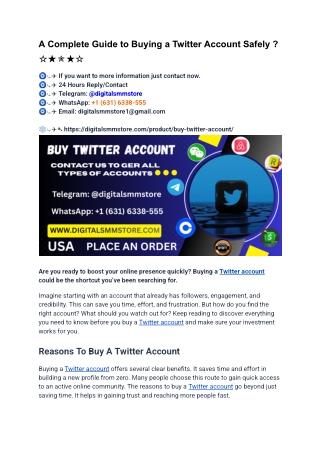 Maximizing Your Investment:- Buying a Twitter Account in the USA