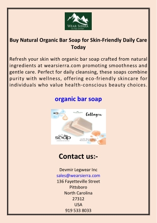 Buy Natural Organic Bar Soap for Skin-Friendly Daily Care Today